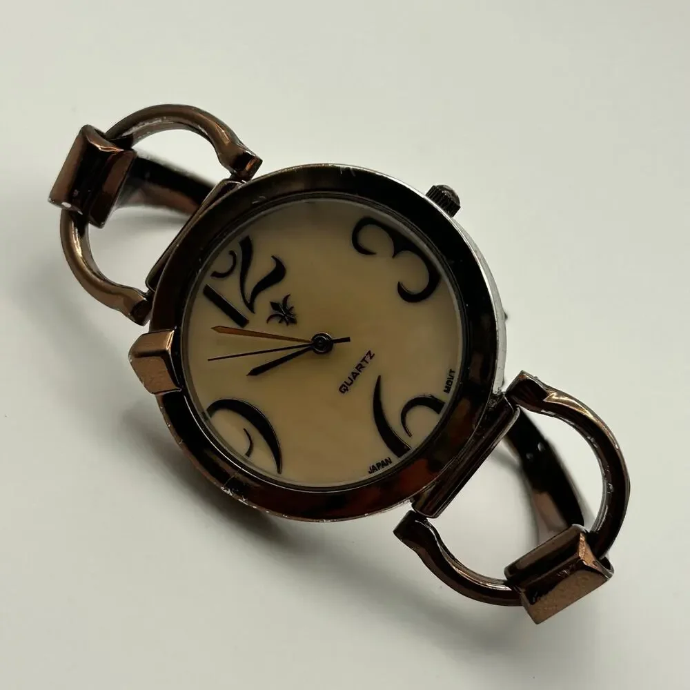 Metallic Brown Exaggerated Stainless Steels Women's Quartz Watch Working